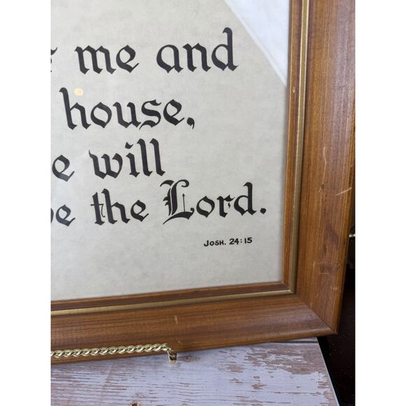 We Will Serve The Lord Religious Framed Art Wood Vintage Scripture 11x14 - Picture 5 of 6